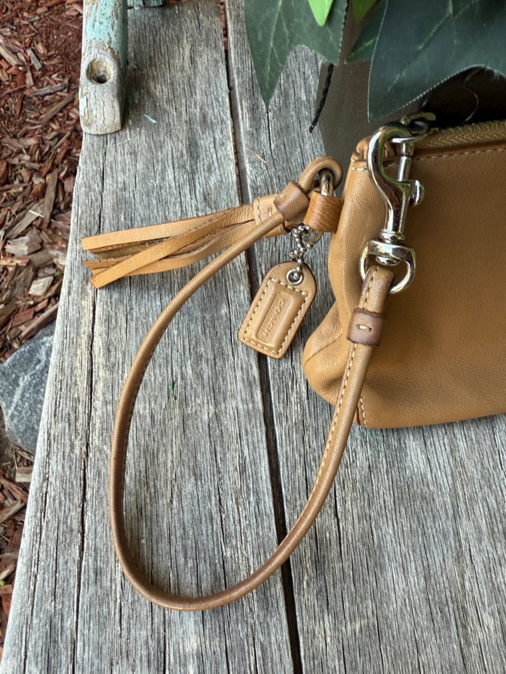 Coach Tan Leather Wristlet Clutch - Picture 3 of 10